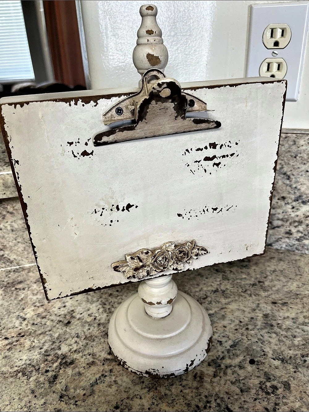 Vintage Desktop Clipboard Stand, White & Brown